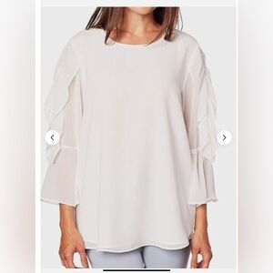 Beautiful Calvin Klein White with Semi sheer ruffed layered Sleeve  Blouse